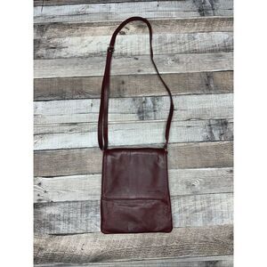 Vintage Vera Pelle Italian Leather Burgundy Dark Cherry Merlot Crossbody Bag
